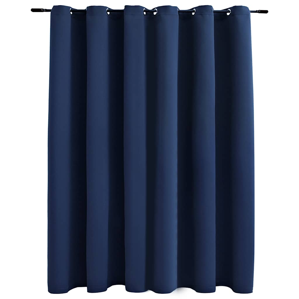 Mörkläggningsgardin med metallringar blå 290x245 cm