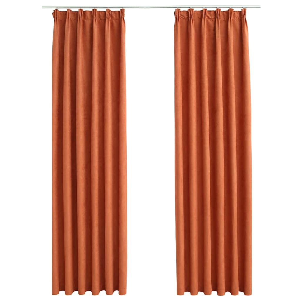 Mörkläggningsgardiner med krokar 2 st rost 140x245 cm