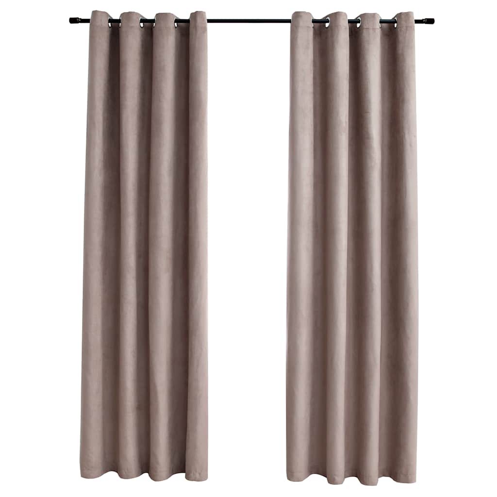 Mörkläggningsgardiner med metallringar 2 st taupe 140x175 cm