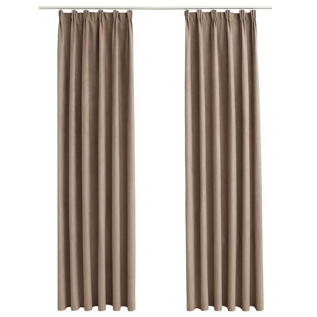 Mörkläggningsgardiner med krokar 2 st taupe 140x175 cm