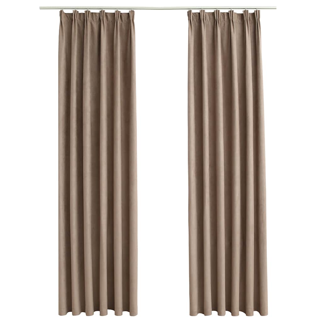 Mörkläggningsgardiner med krokar 2 st taupe 140x225 cm