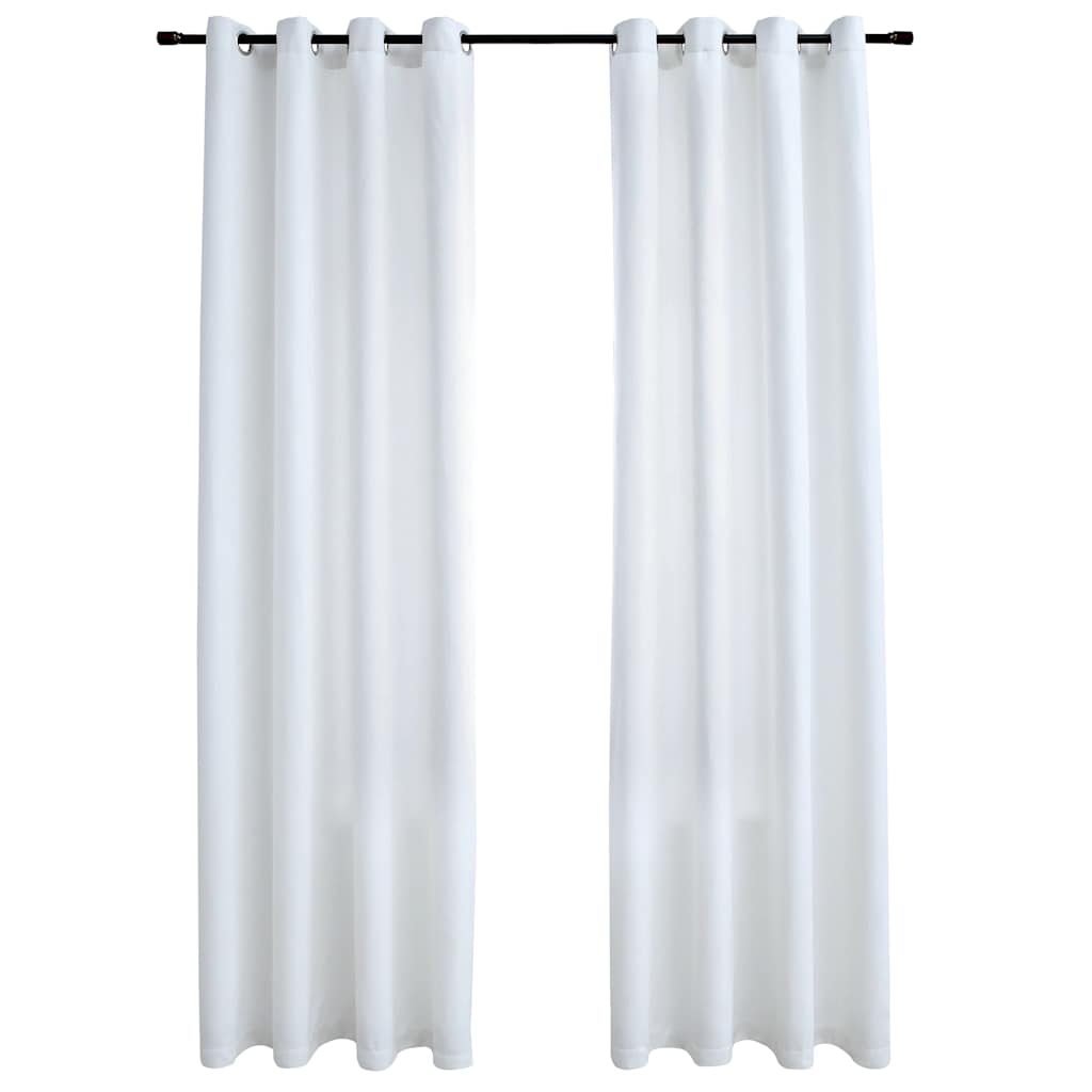 Mörkläggningsgardiner med metallringar 2 st gråvit 140x175 cm