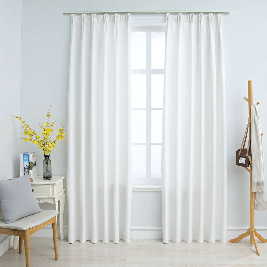 Mörkläggningsgardiner med krokar 2 st gråvit 140x225 cm