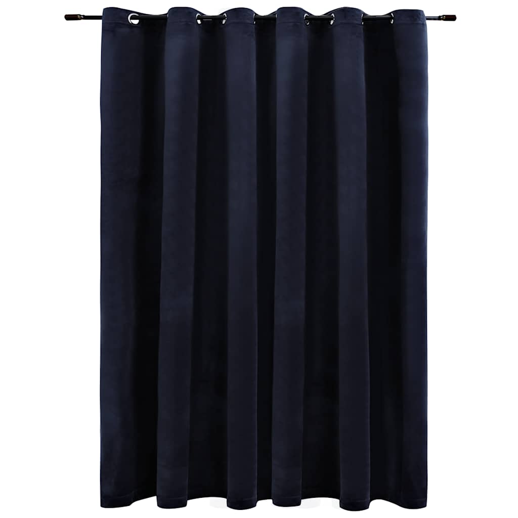 Mörkläggningsgardin med metallringar sammet svart 290x245 cm