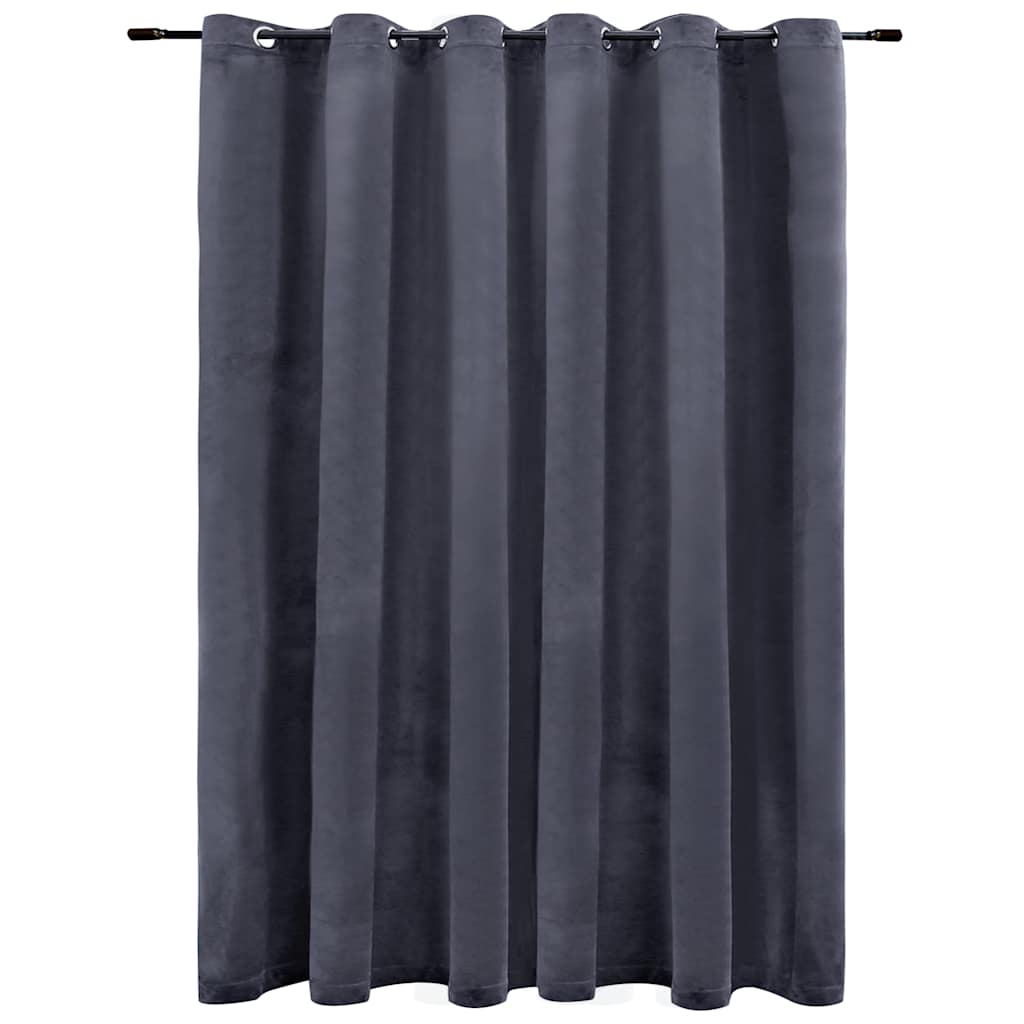 Mörkläggningsgardin med metallringar sammet 290x245 cm