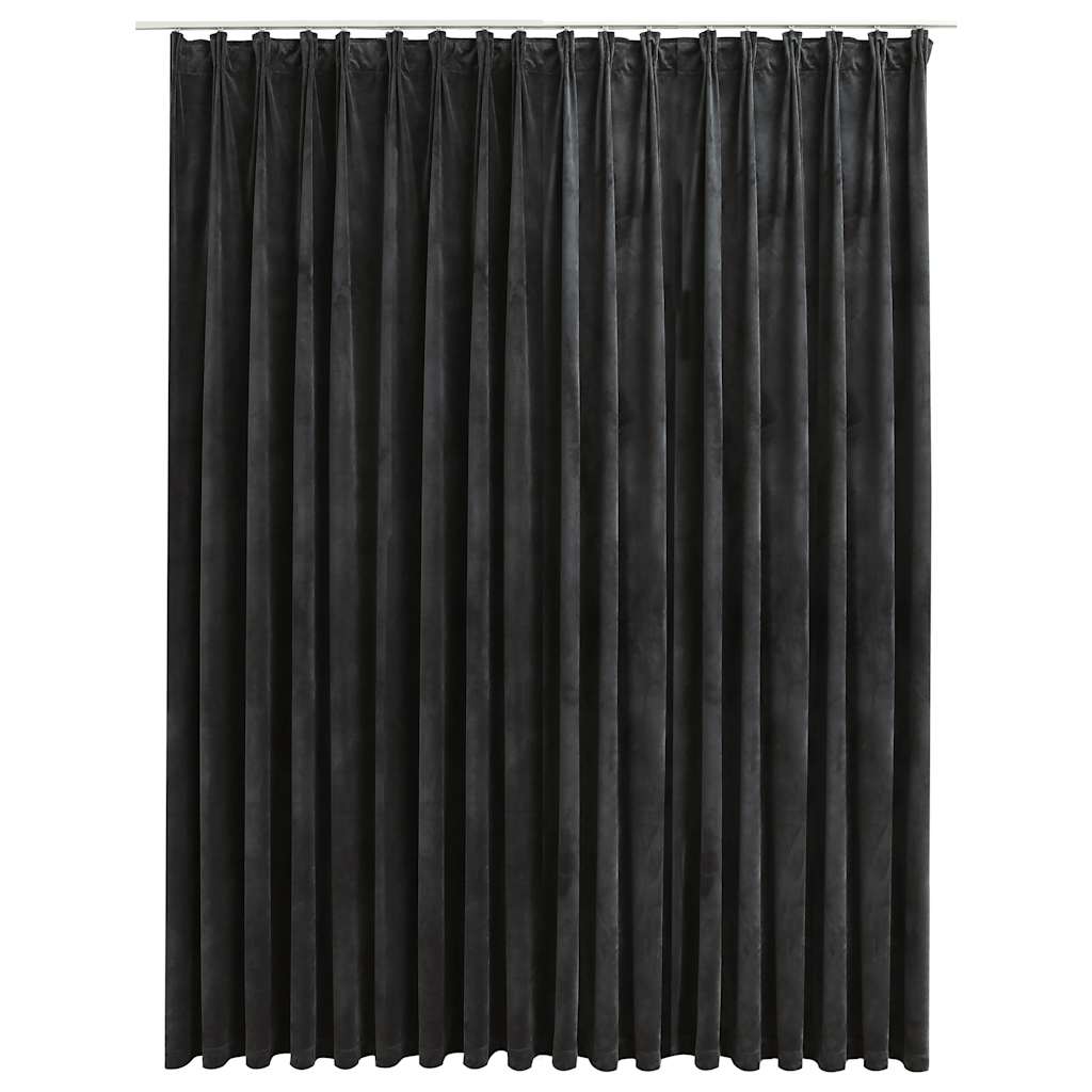 Mörkläggningsgardin med krokar sammet antracit 290x245 cm