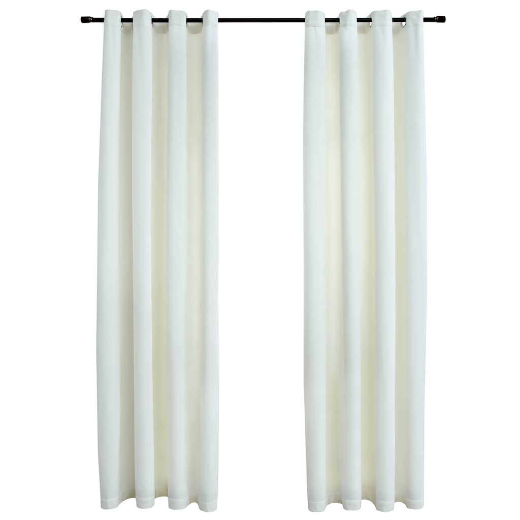 Mörkläggningsgardiner med ringar 2st gräddvit sammet 140x225 cm