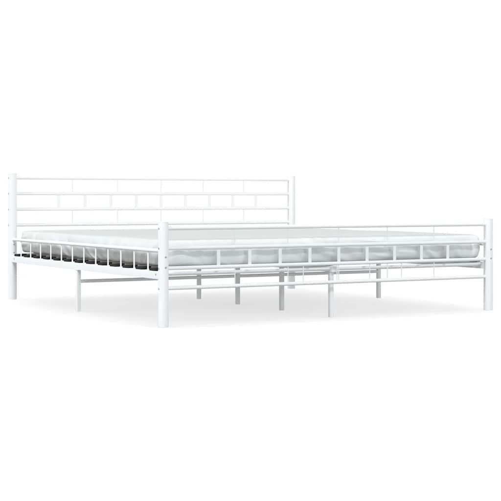 Sängram utan madrass vit metall 200x200 cm