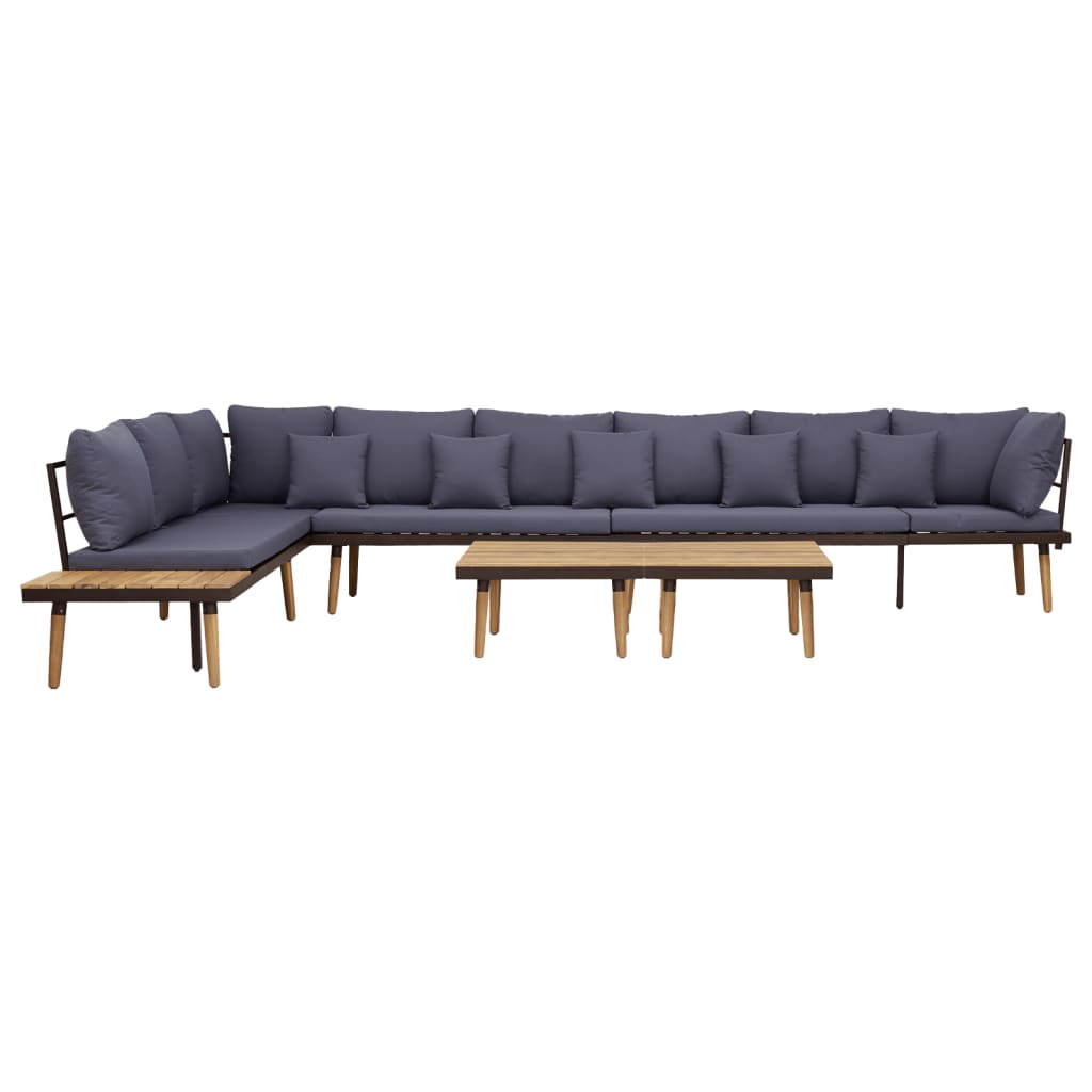 Loungegrupp för trädgården med dynor 8-sits massivt akaciaträ