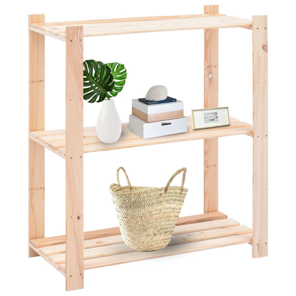 Förvaringshylla 3 hyllplan 80x38x90 massiv furu 150 kg