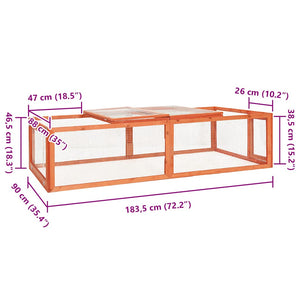Kaninbur 183x90x46,5 cm massivt granträ