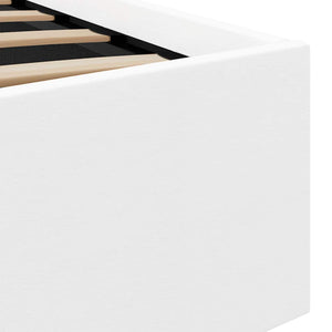 Sängram hydraulisk förvaring utan madrass LEDs vit 180x200 cm