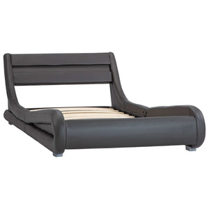 Sängram med LED grå konstläder 100x200 cm