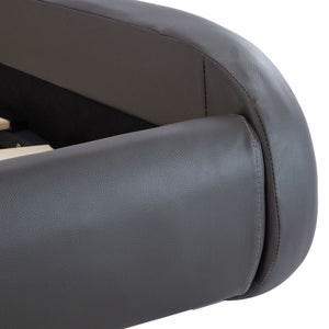 Sängram med LED grå konstläder 100x200 cm