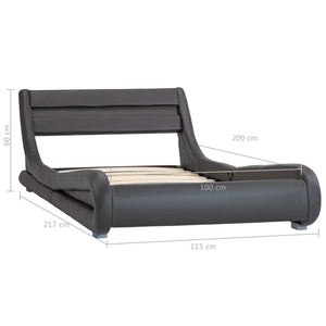Sängram med LED grå konstläder 100x200 cm