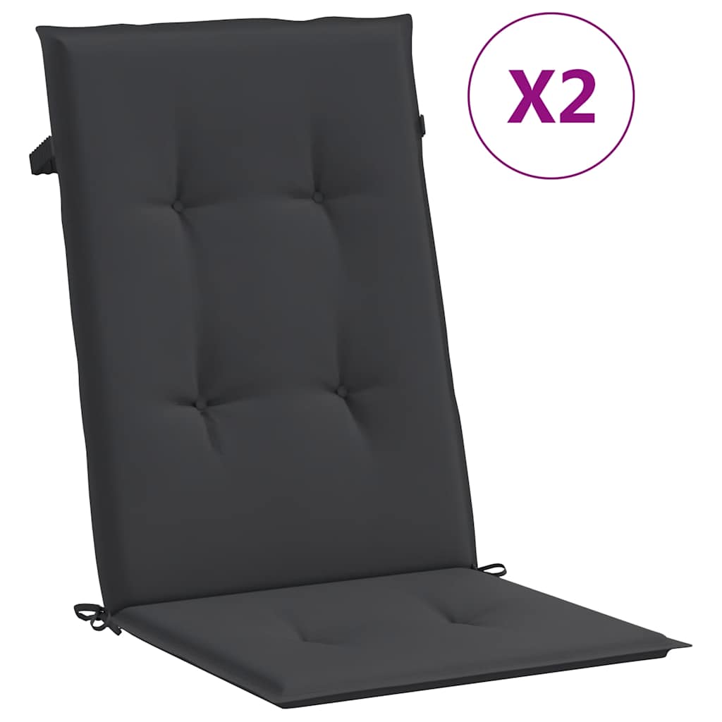 Stolsdynor 2 st svart 120x50x3 cm tyg