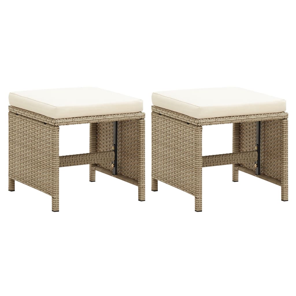 Trädgårdsstolar 2 st med dynor konstrotting beige