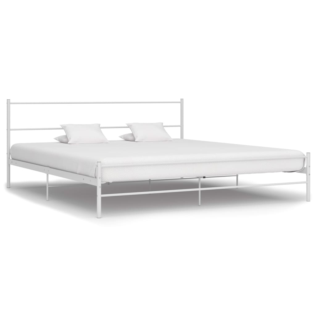 Sängram utan madrass vit metall 200x200 cm