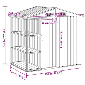 Trädgårdsbod med hylla antracit 205x130x183 cm järn
