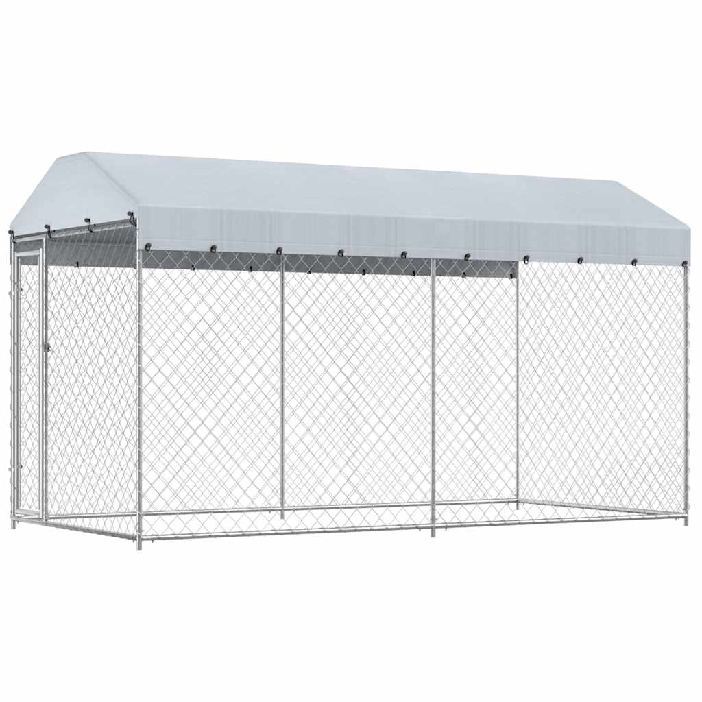 Hundgård för utomhusbruk med tak 382x192x225 cm