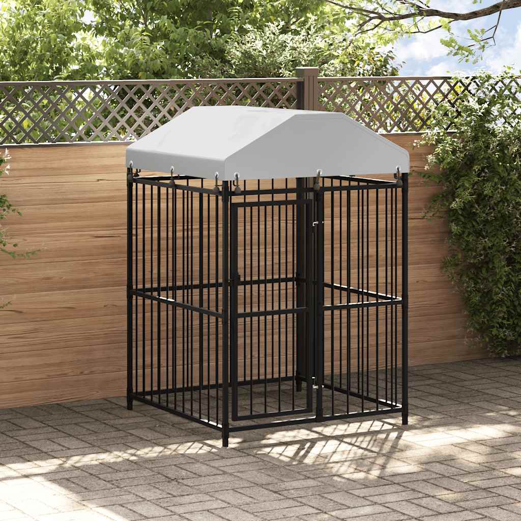 Hundgård för utomhusbruk med tak 120x120x150 cm