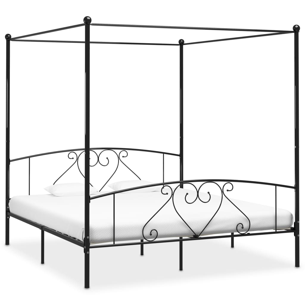 Sänghimmel utan madrass svart 180x200 cm metall