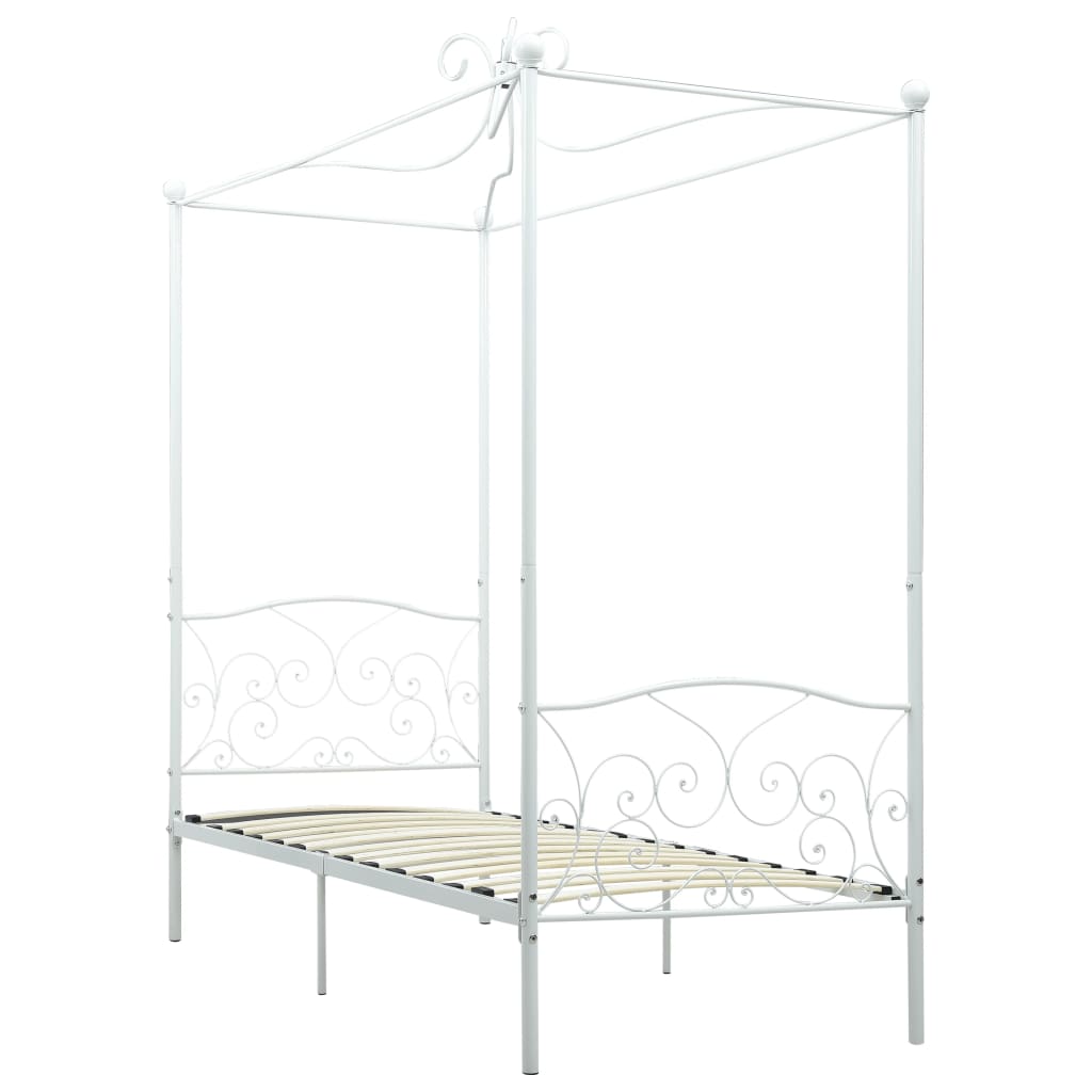 Sänghimmel utan madrass vit metall 90x200 cm