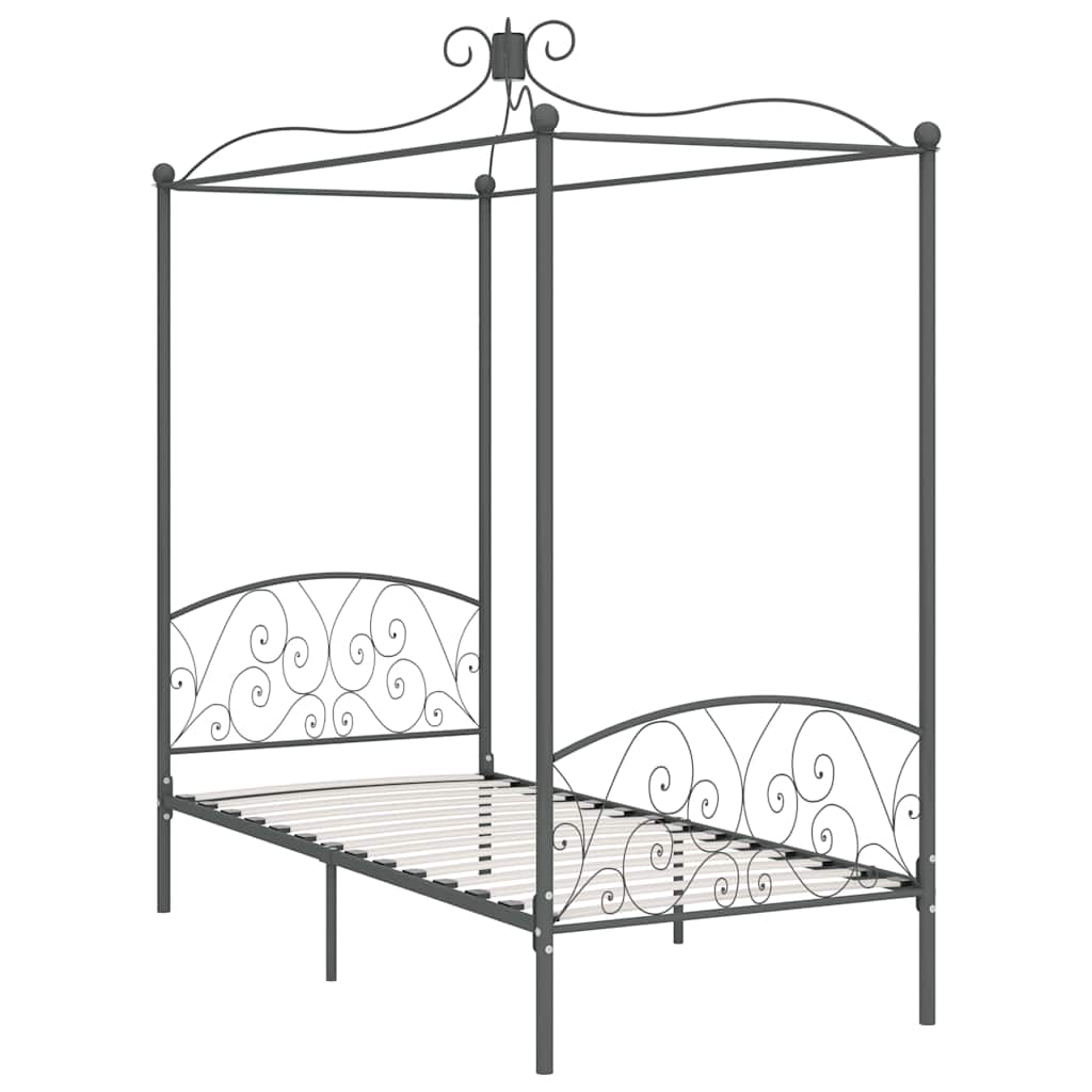 Sänghimmel utan madrass grå metall 90x200 cm