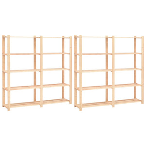Förvaringshylla 5 hyllor 2 st 170x38x170 cm massiv furu 500 kg