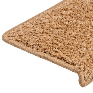 Trappmattor 15 st 65x21x4 cm beige rektangulär kant