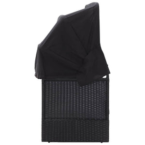 Trädgårdssoffa med tak konstrotting svart