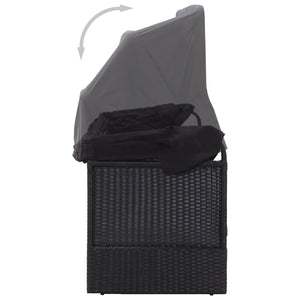 Trädgårdssoffa med tak konstrotting svart