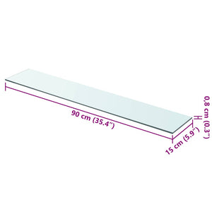 Hyllplan 2 st glas genomskinlig 90x15 cm
