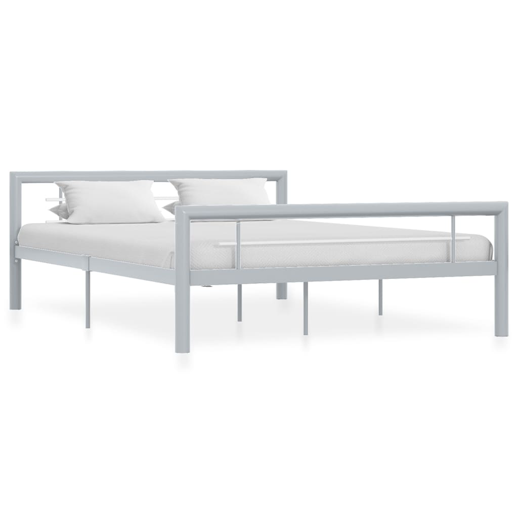 Sängram utan madrass grå & vit metall 120x200 cm