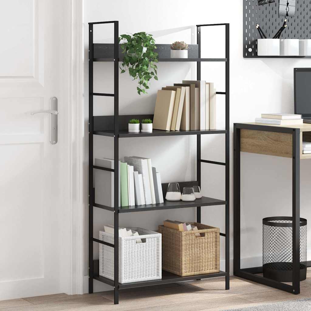 Bokhylla 4 hyllplan svart 60x27,6x124,5 cm konstruerat trä