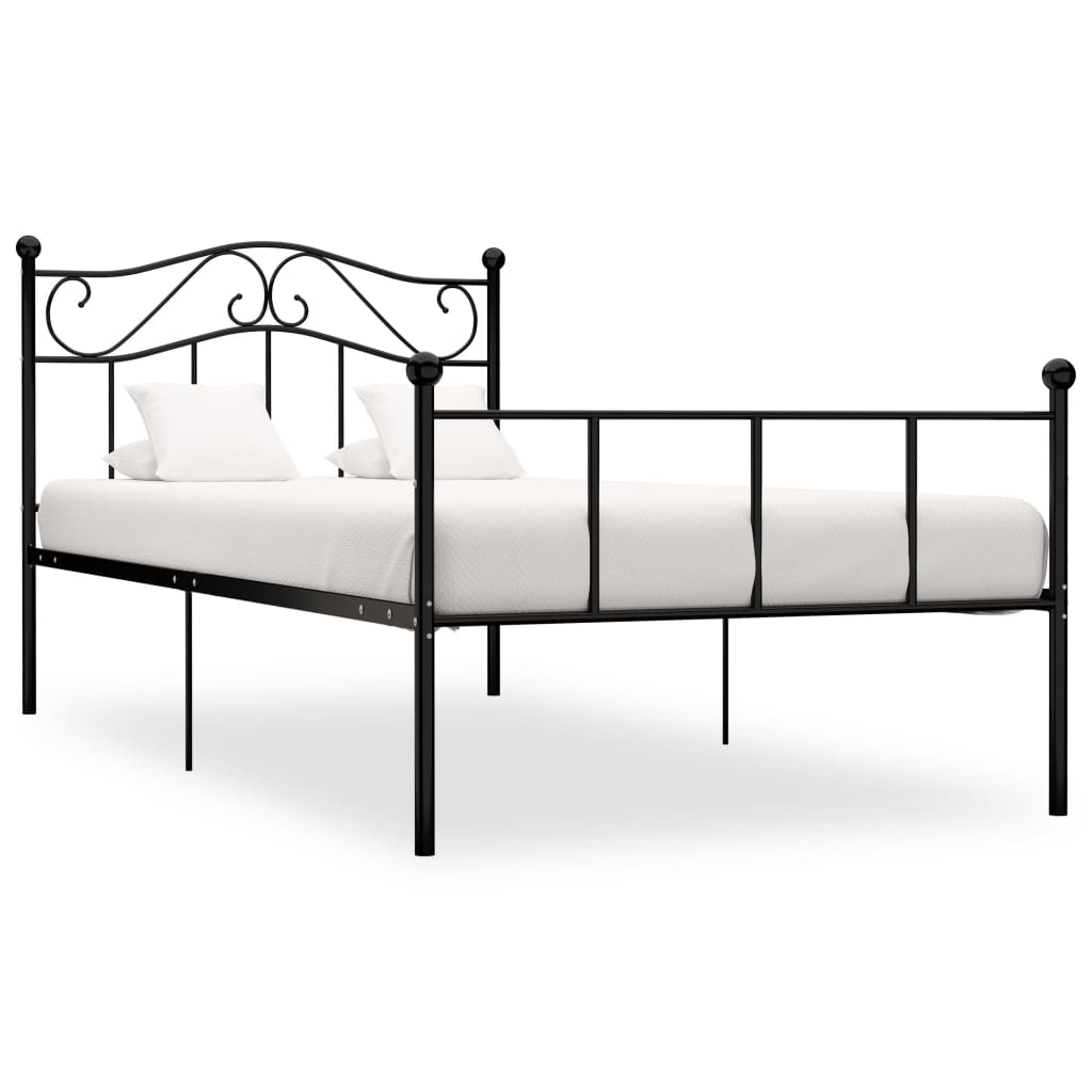 Sängram utan madrass svart metall 100x200 cm