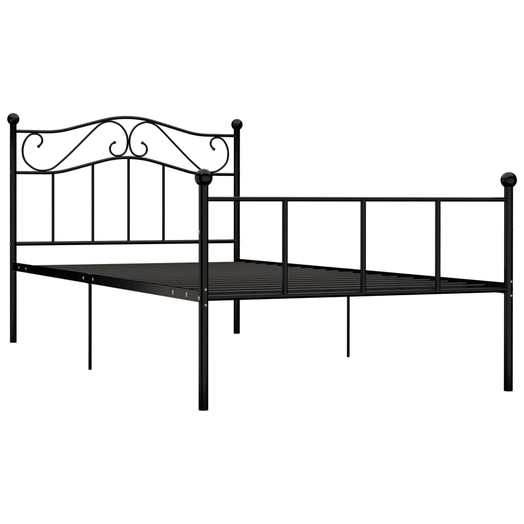 Sängram utan madrass svart metall 100x200 cm
