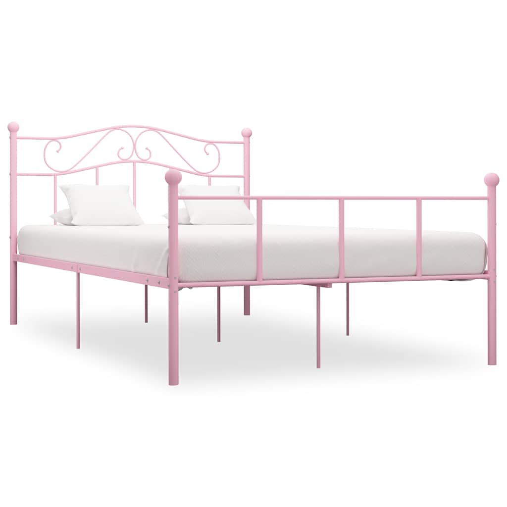 Sängram utan madrass rosa metall 160x200 cm