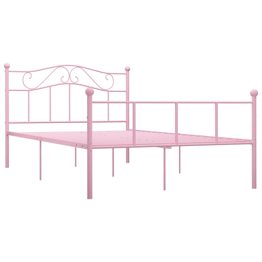 Sängram utan madrass rosa metall 160x200 cm