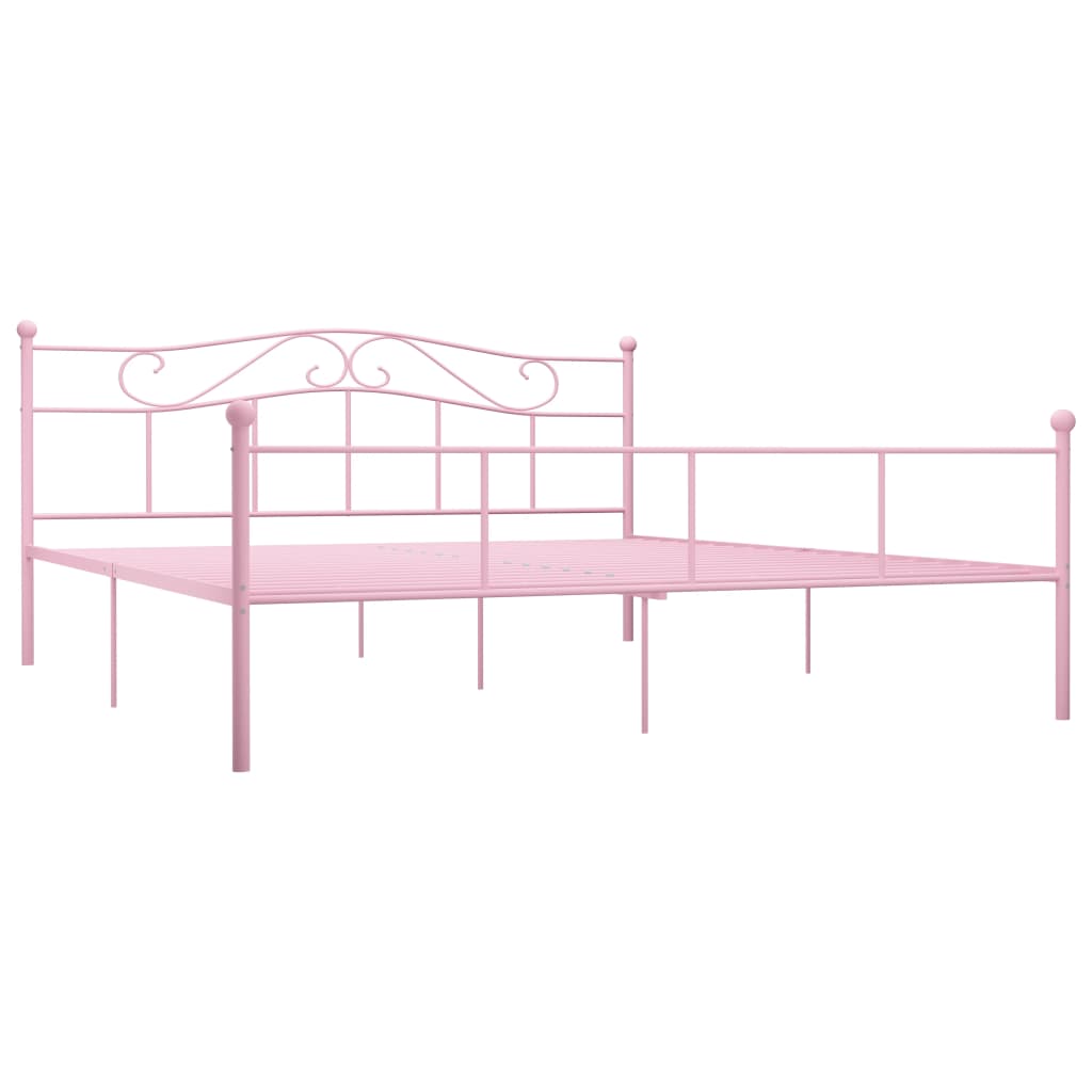 Sängram rosa metall 200x200 cm