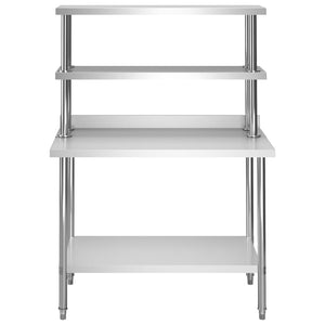 Arbetsbord med överhylla 120x60x150 cm rostfritt stål