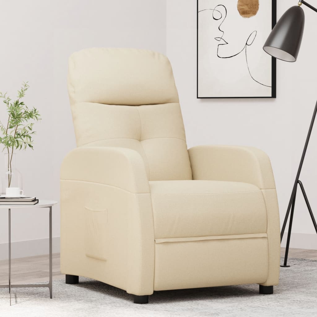 Reclinerfåtölj gräddvit tyg