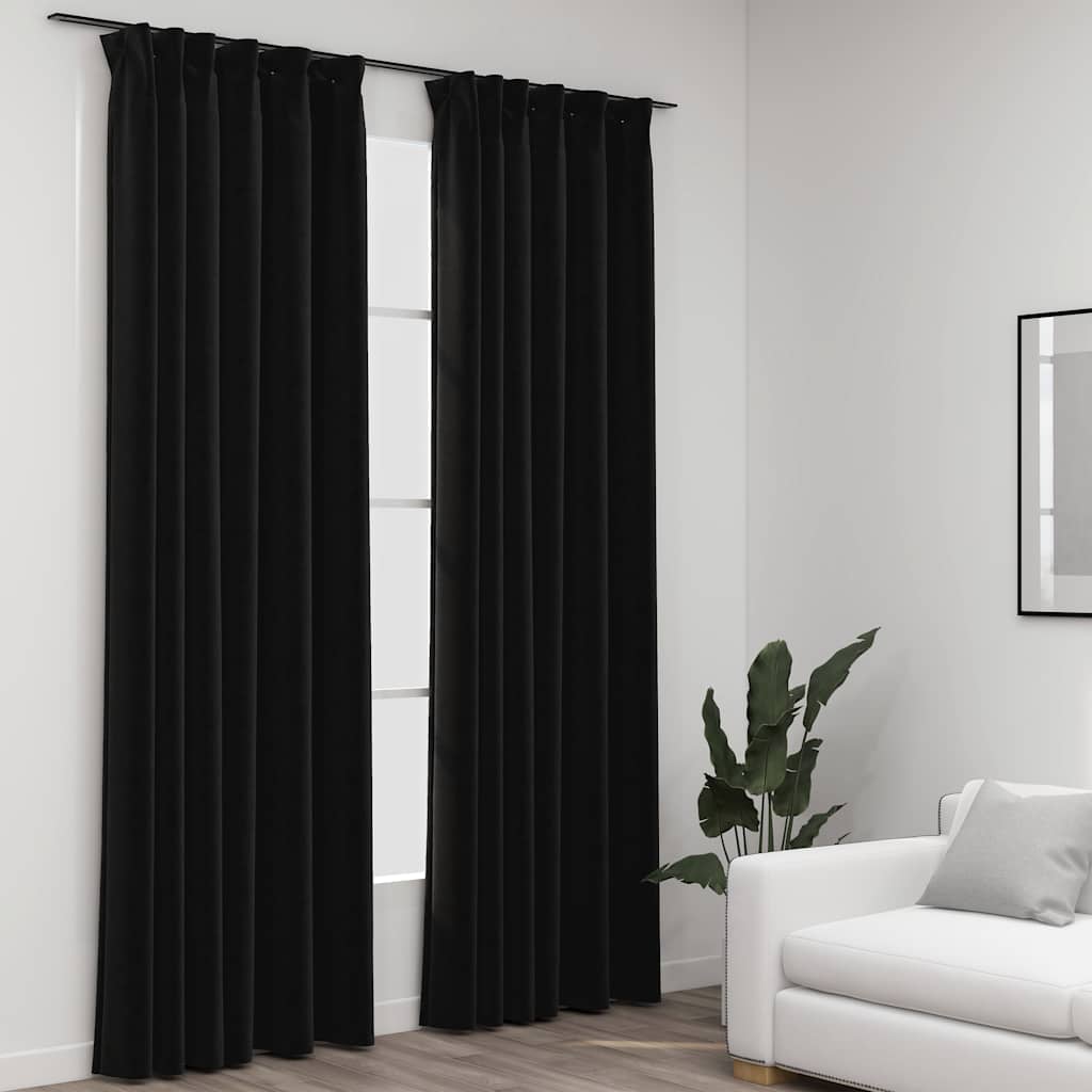 Mörkläggningsgardiner med krokar 2 st antracit 140x225 cm