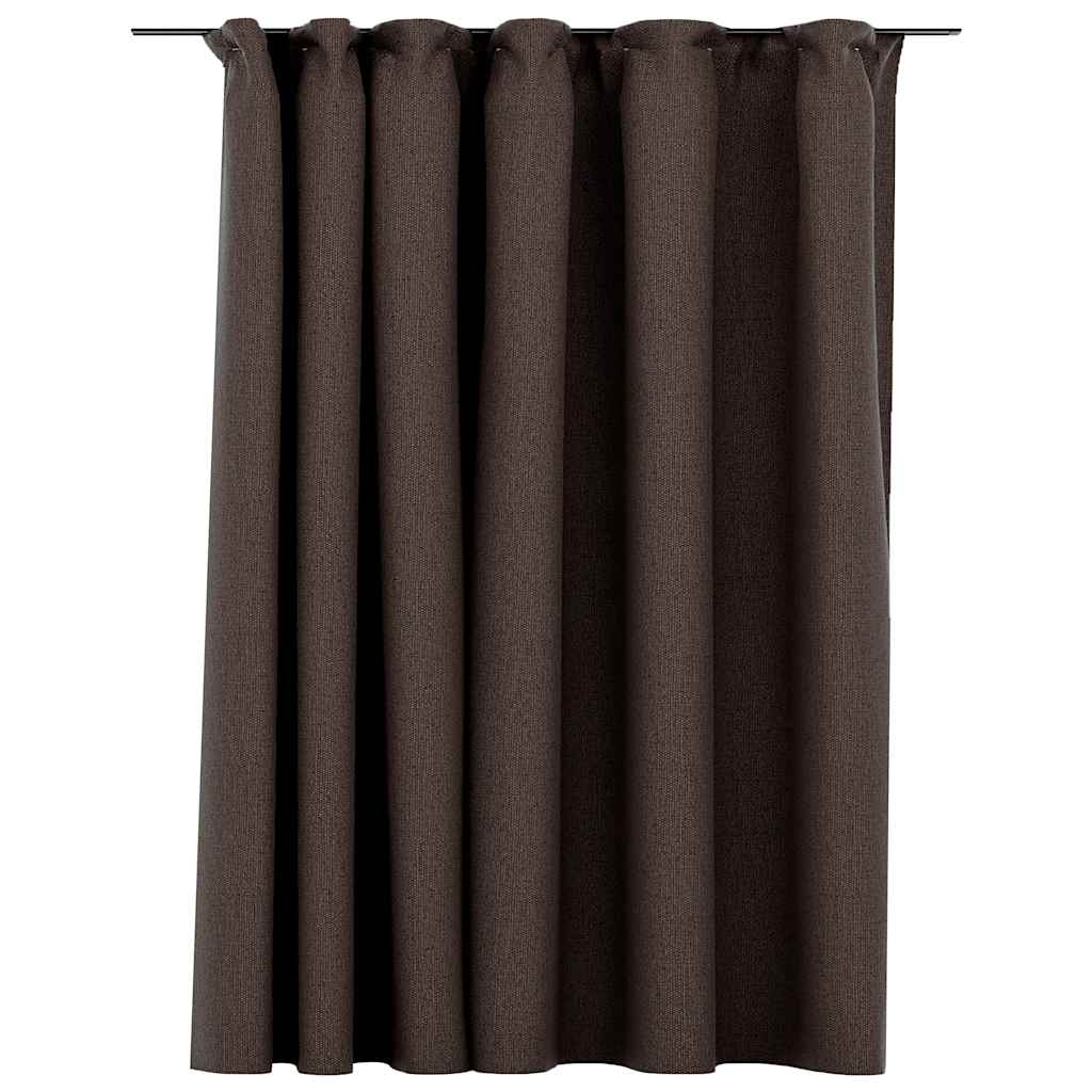 Mörkläggningsgardin med krokar linnelook taupe 290x245 cm