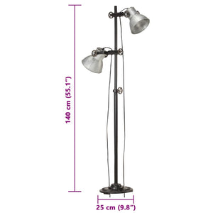 Golvlampa med 2 lampskärmar silver E27 gjutjärn