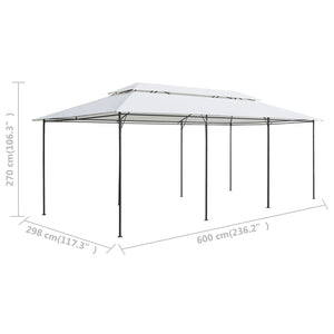 Paviljong med draperier 600x298x270 cm vit 180g/m²