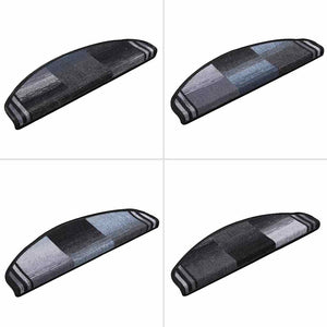 Trappstegsmattor självhäftande 15 st svart och grå 65x21x4 cm