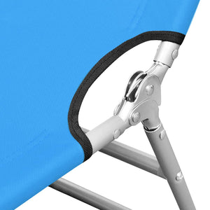 Hopfällbar solsäng med nackstöd stål turkos