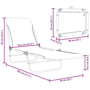 Hopfällbara solsängar 2 st stål och tyg blå