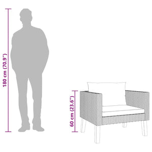 Trädgårdsfåtölj med dynor konstrotting beige